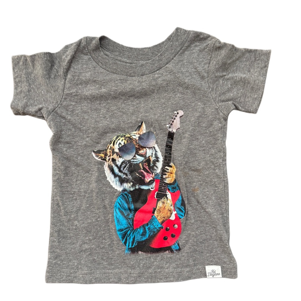 Kid Dangerous Gray heather Kids T-Shirt with Tiger Graphic